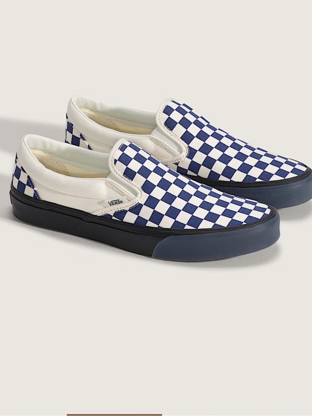 Vans Classic Slip-On Checkerboard Shoe Deep Twilight Blue White 7.5 Men 9 Women